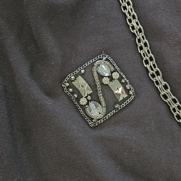 Bobby Carr Black Embellished Crewneck Sweatshirt Size S Crystals Whimsigoth - Picture 3 of 10